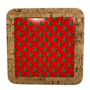 Vintage Knobler Christmas Tree Holiday Trivet Portugal 7.5" Cork‎ Ceramic Tile